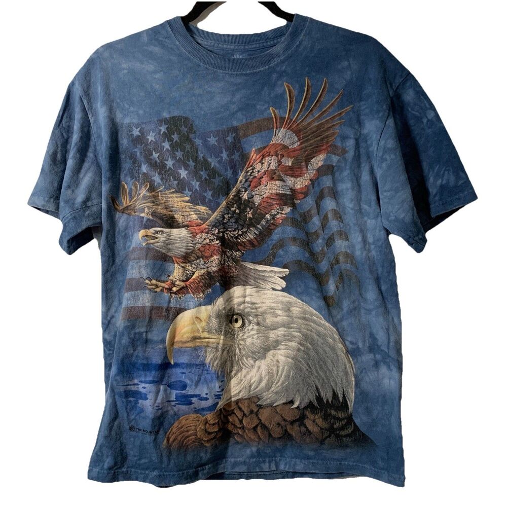 The Mountain Adult Medium T Shirt 2017 Bald Eagle Flag Blue Patriotic FLAW